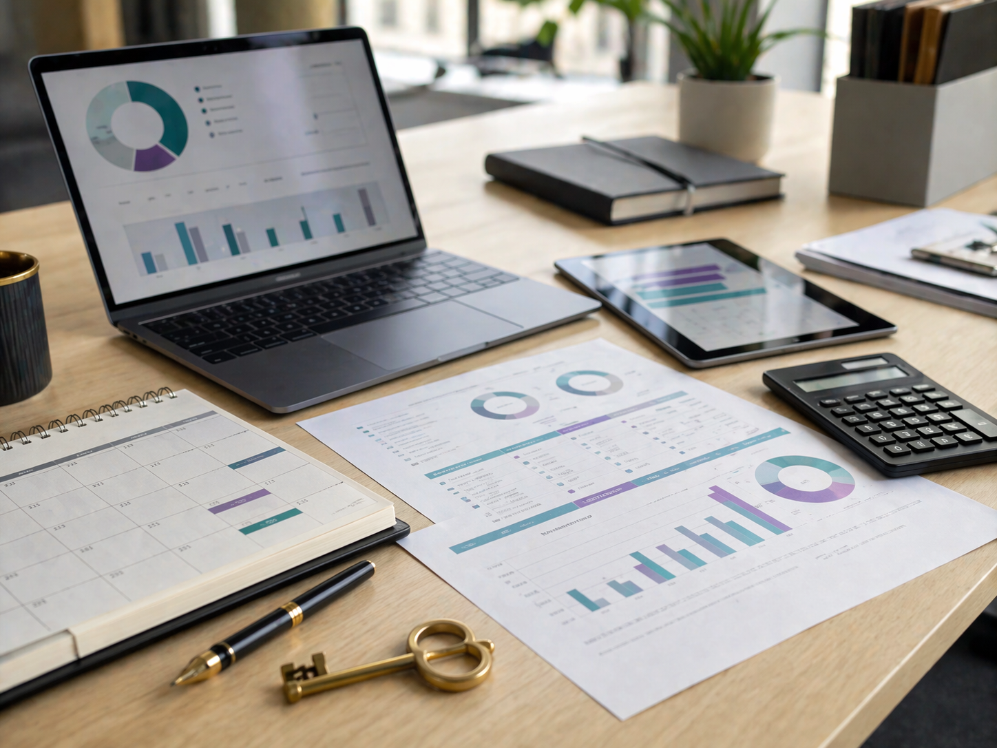 Microsoft 365 licensing review materials on a consulting desk